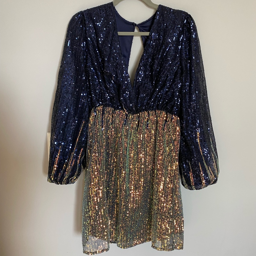 Women’s Blue and Gold Sequin Dress NWOT